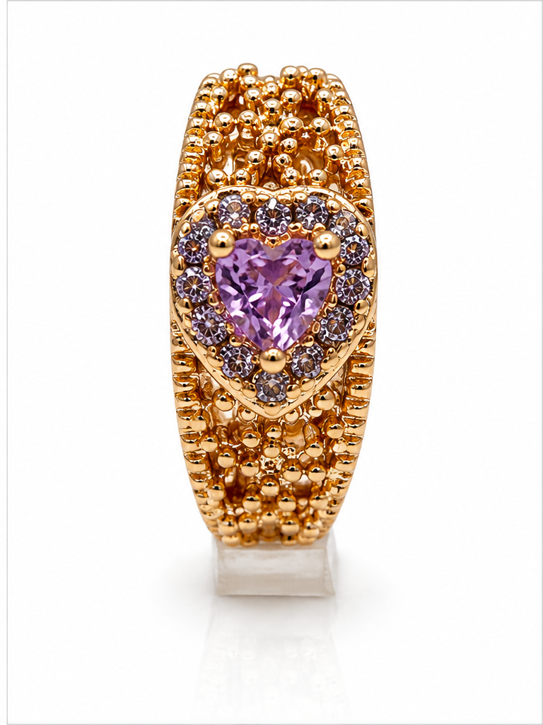 Arete Corazón Halo con Zirconias Oro Laminado 18K | Princess Magic