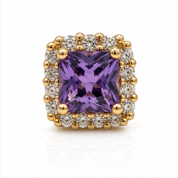 Arete Broquel Cuadrado con Zirconia Oro Laminado | Princess Magic