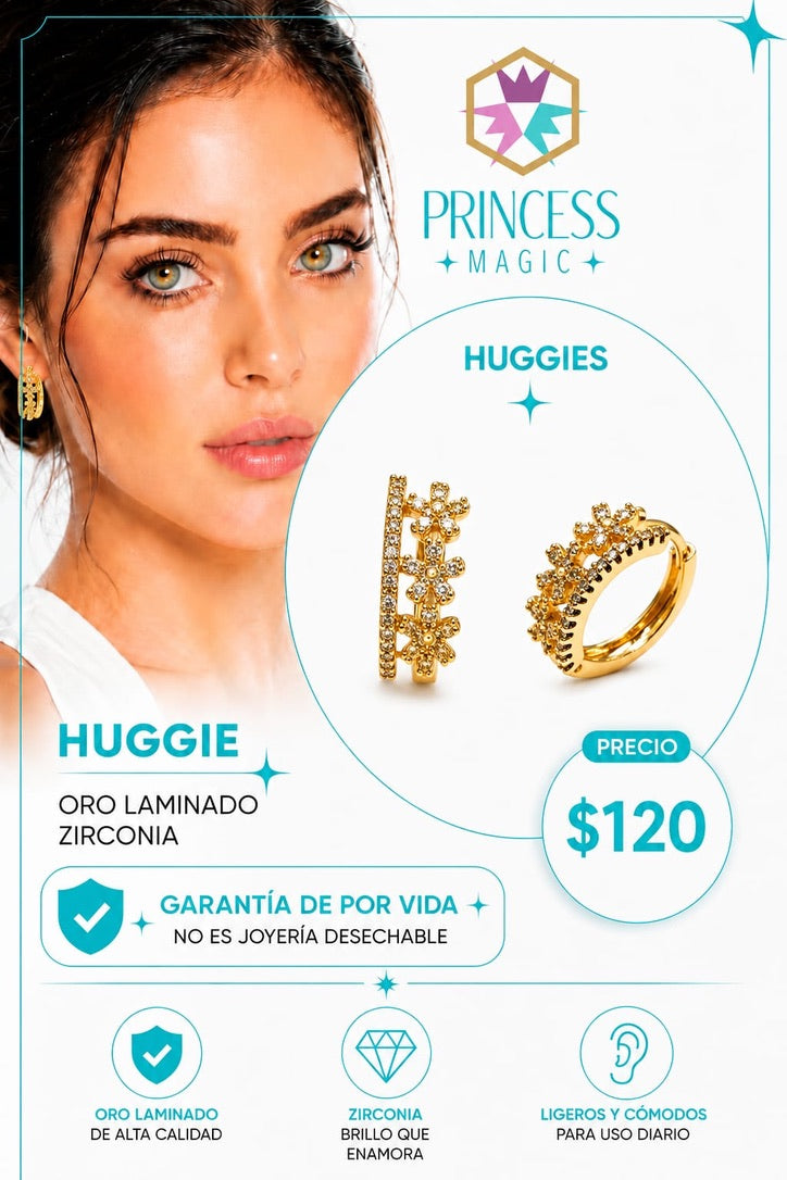 Arete Huggie Jardín Dorado