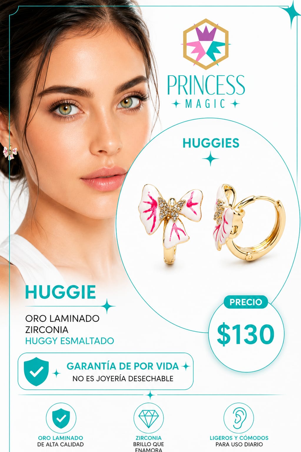 Huggie Mariposa Rosa
