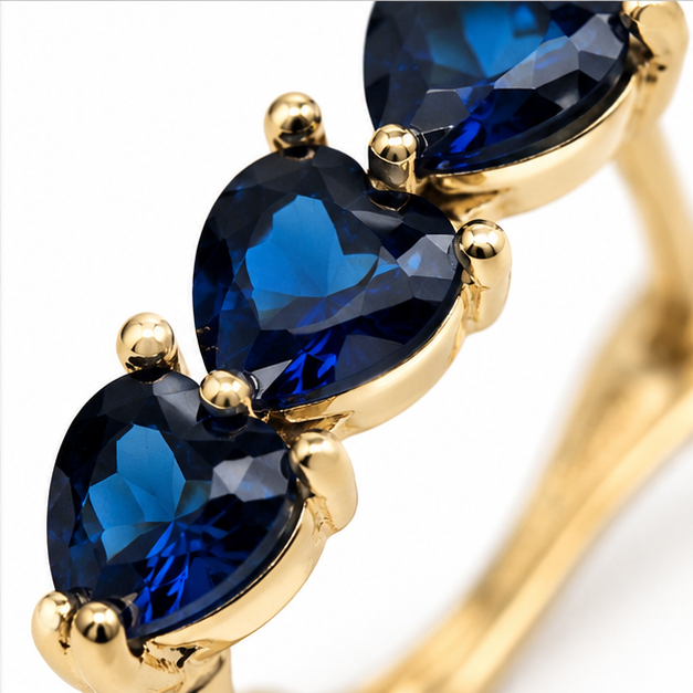 Arete con Corazones Azules Oro Laminado | Princess Magic
