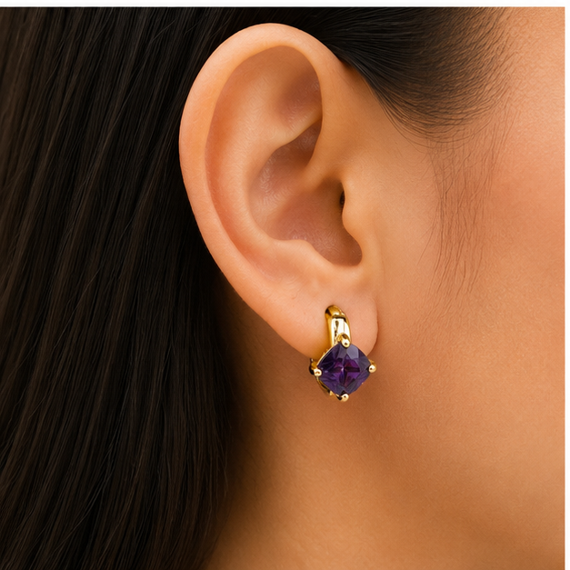 rete Huggie con Zirconia Morada Oro Laminado 18K | PrincessMagic