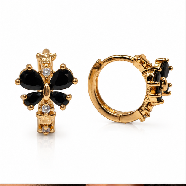 Arete Huggie Mariposa Verde Oro Laminado | Princess Magic