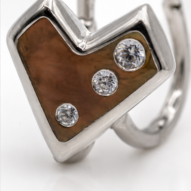 Aretes Geométricos Laminado en Rodio con Zirconias Cristal | Princess Magic
