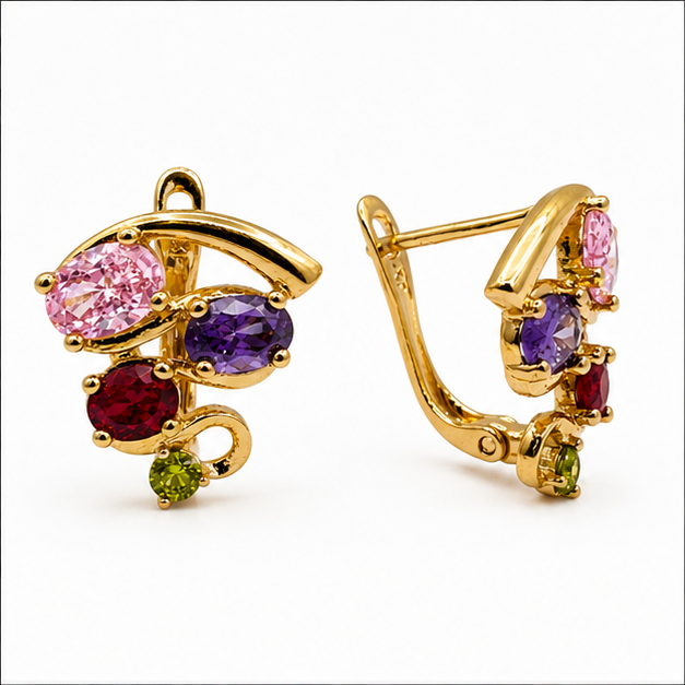Huggie Primavera Multicolor Oro Laminado 18K | Princess Magic
