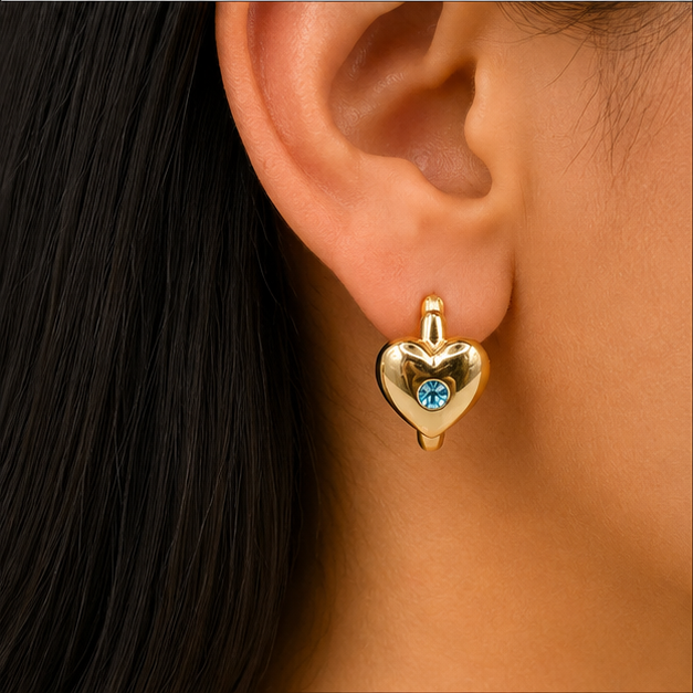 Huggie Corazón Swarovski Oro Laminado 18K | Princess Magic