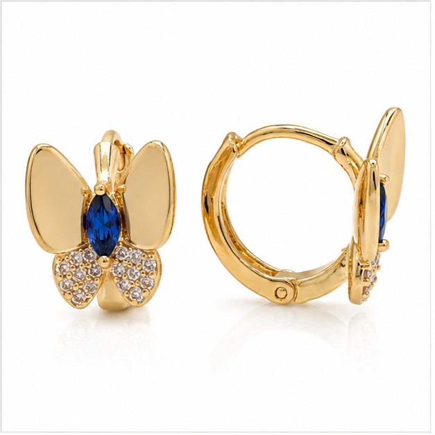 Arete Moño Elegance con Zirconias Oro Laminado 18K | Princess Magic