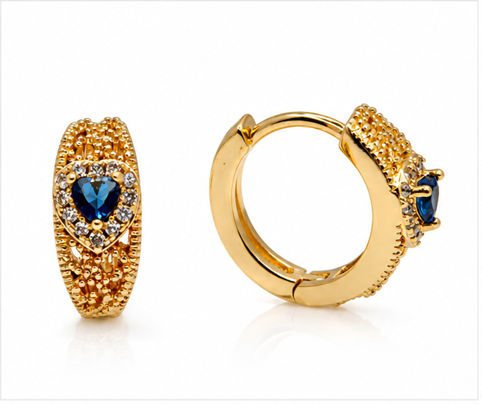 Arete Corazón Halo con Zirconias Oro Laminado 18K | Princess Magic