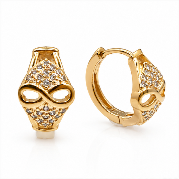 Aretes Huggie Baby Infinito con Zirconias Oro Laminado 18K | Princess Magic
