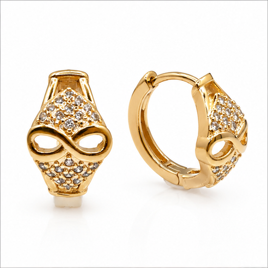 Aretes Huggie Baby Infinito con Zirconias Oro Laminado 18K | Princess Magic