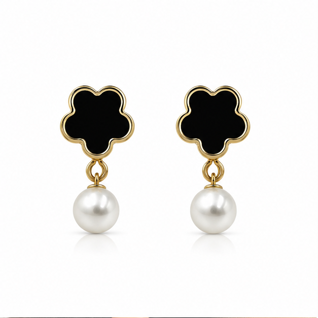Arete Broquel Flor Perla