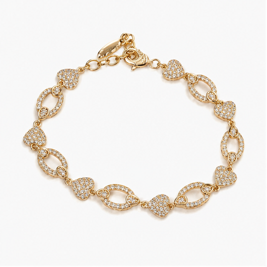 Pulsera Oro Laminado Corazones Radiance con Zirconias | Princess Magic
