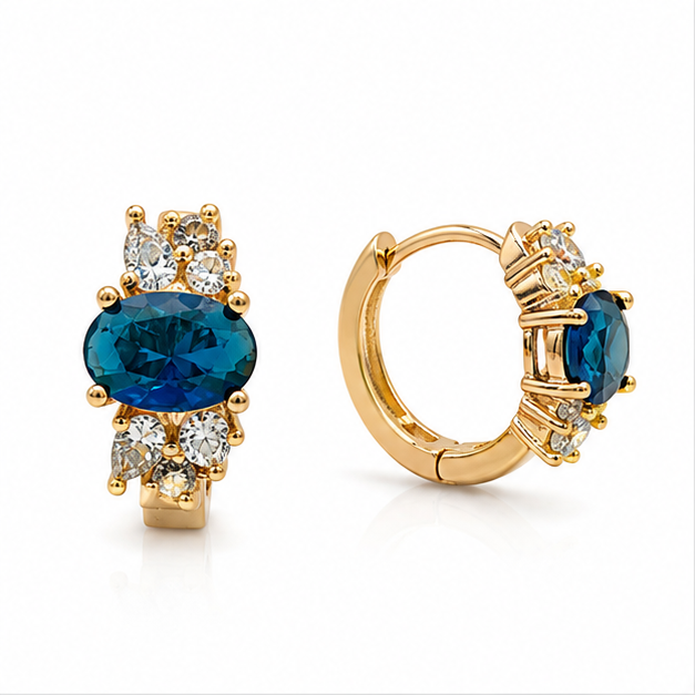 Arete Huggie Ovalado con Zirconia Oro Laminado | Princess Magic