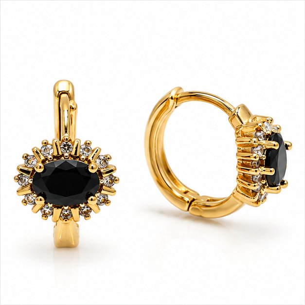 Arete Huggie Ovalado con Zirconia Oro Laminado | Princess Magic