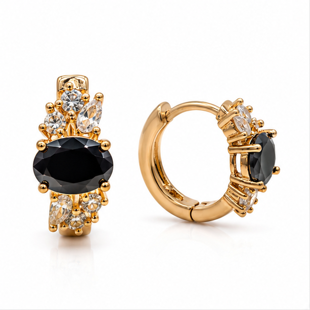 Arete Huggie Ovalado con Zirconia Oro Laminado | Princess Magic