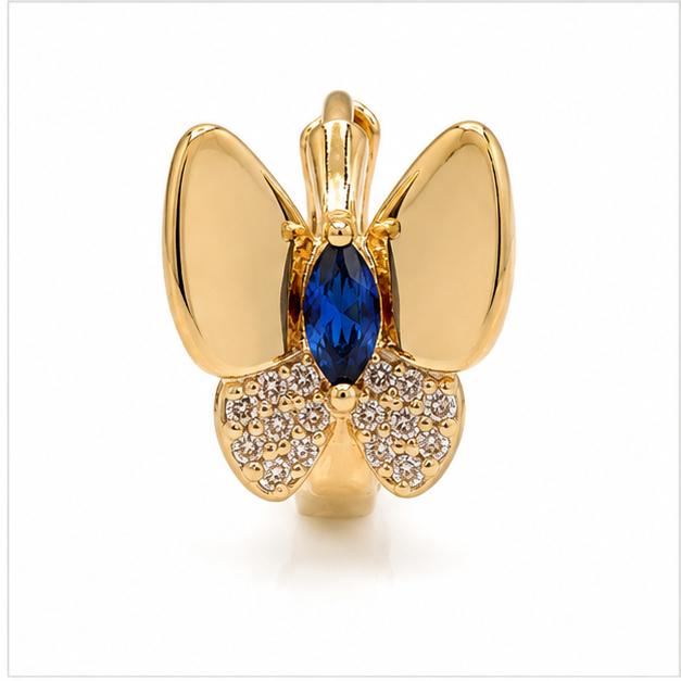 Arete Moño Elegance con Zirconias Oro Laminado 18K | Princess Magic