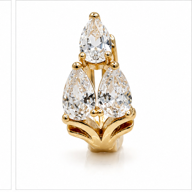 Arete Trío de Zirconias Gota Oro Laminado 18K | Princess Magic