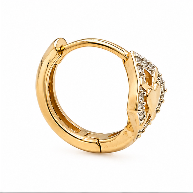 Arete Corazón Geométrico con Zirconias Oro Laminado 18K | Princess Magic