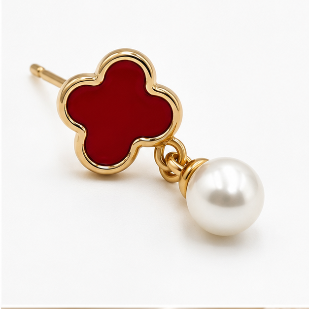 Arete Broquel Flor Perla