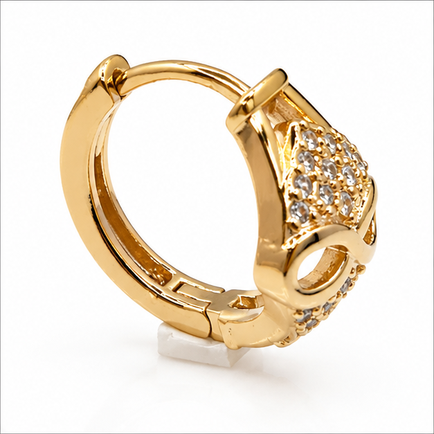 Aretes Huggie Baby Infinito con Zirconias Oro Laminado 18K | Princess Magic