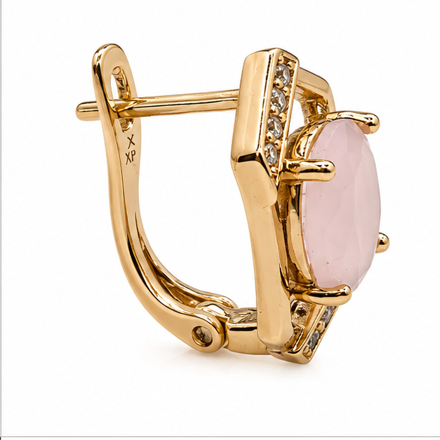 Arete Geométrico con Zirconia Oval Oro Laminado 18K | Princess Magic