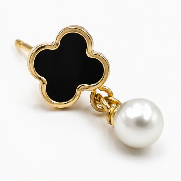 Arete Broquel Flor Perla