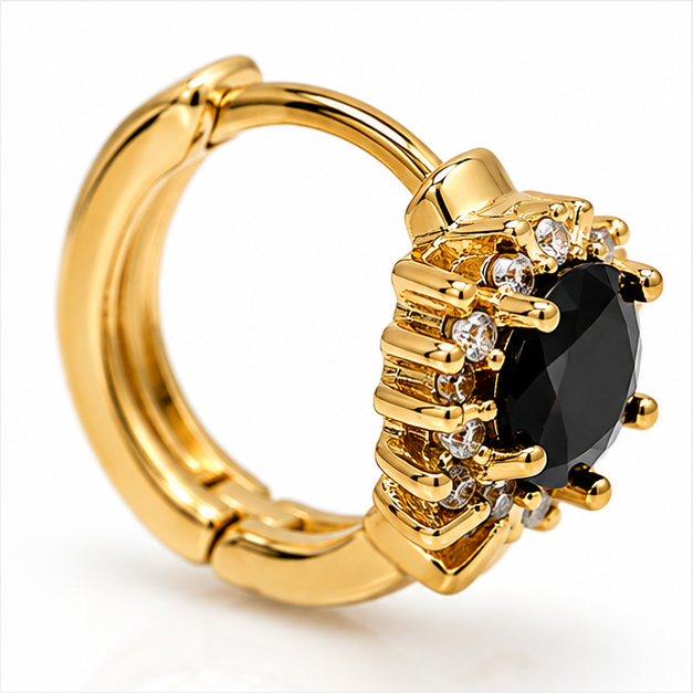 Arete Huggie Ovalado con Zirconia Oro Laminado | Princess Magic