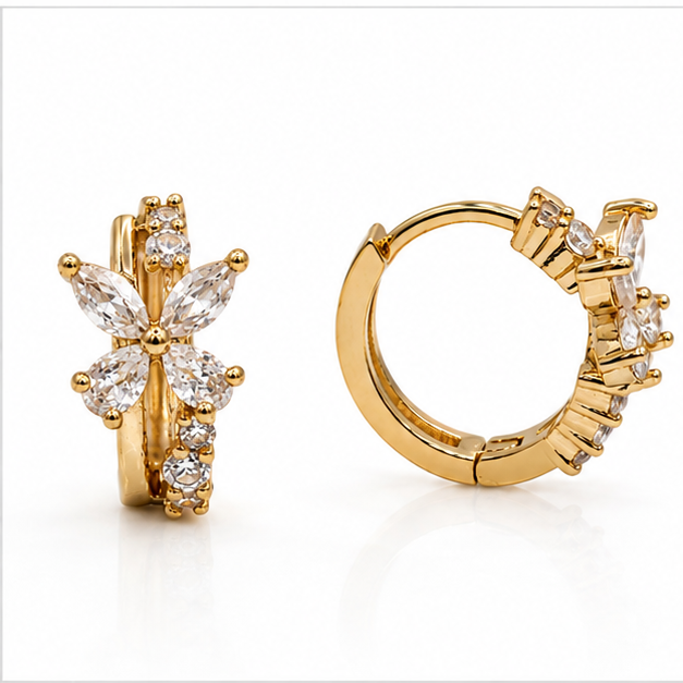Arete Baby Mariposa con Zirconias Oro Laminado 18K | Princess Magic