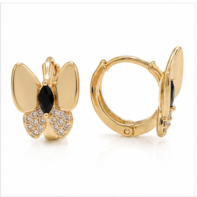 Arete Moño Elegance con Zirconias Oro Laminado 18K | Princess Magic