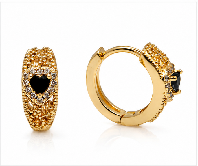 Arete Corazón Halo con Zirconias Oro Laminado 18K | Princess Magic