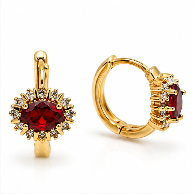 Arete Huggie Ovalado con Zirconia Oro Laminado | Princess Magic