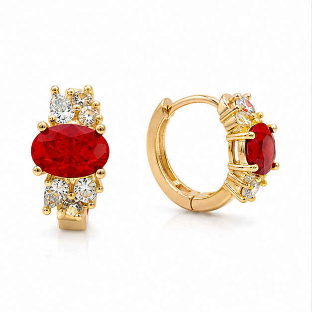 Arete Huggie Ovalado con Zirconia Oro Laminado | Princess Magic