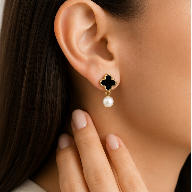 Arete Broquel Flor Perla