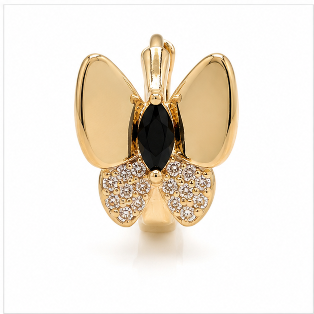 Arete Moño Elegance con Zirconias Oro Laminado 18K | Princess Magic
