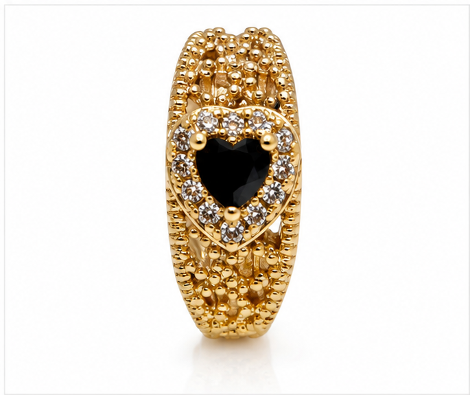 Arete Corazón Halo con Zirconias Oro Laminado 18K | Princess Magic