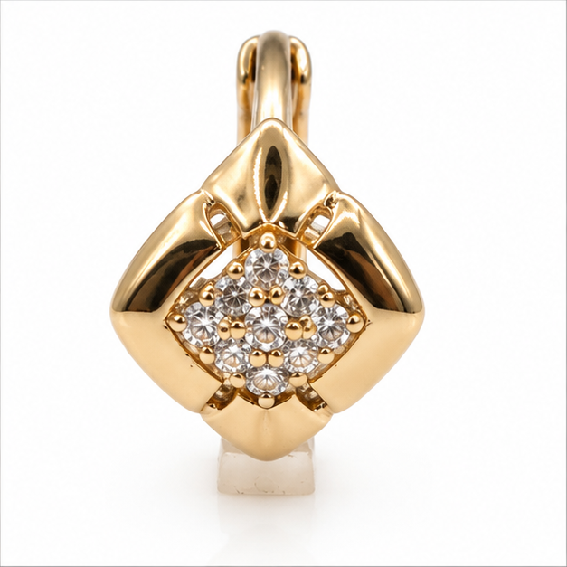 Aretes Huggie Corazón con Zirconias Oro Laminado 18K | Princess Magic