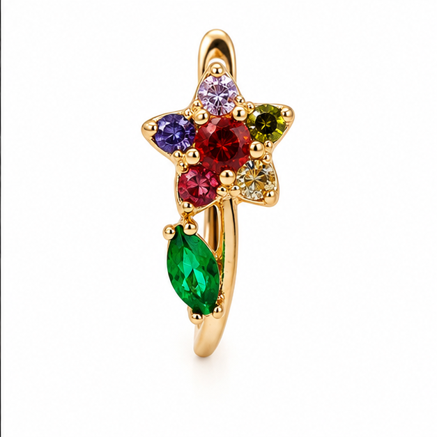 Arete Flor Multizirconia Oro Laminado 18K | Princess Magic