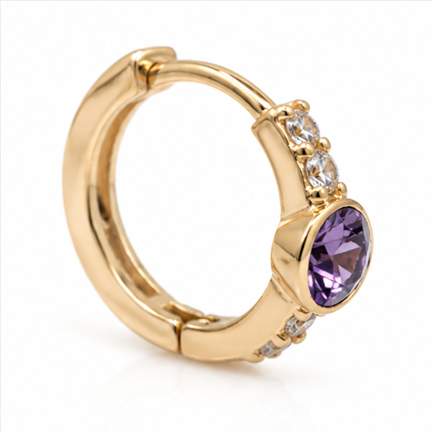 Arete Huggie con Cristal Swarovski Oro Laminado | Princess Magic