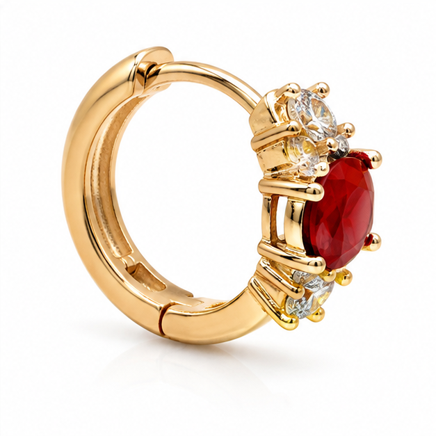Arete Huggie Ovalado con Zirconia Oro Laminado | Princess Magic