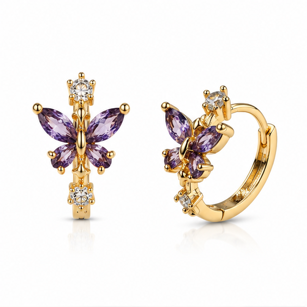 Arete Huggie Mariposa Amatista