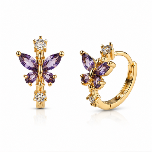 Arete Huggie Mariposa Amatista