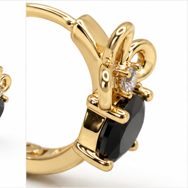 Arete Huggie Baby Flor con Cristal Oro Laminado 18K | PrincessMagic