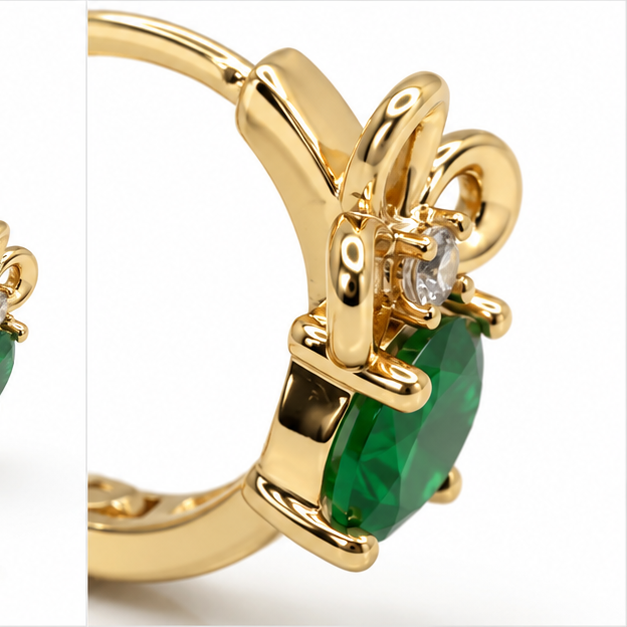 Arete Huggie Baby Flor con Cristal Oro Laminado 18K | PrincessMagic