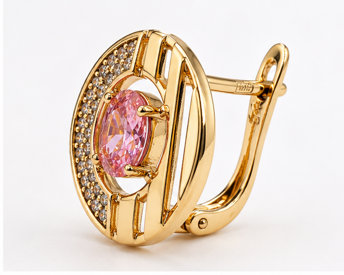 Aretes Huggie Oro Laminado Aura Rosa con Zirconia | Princess Magic