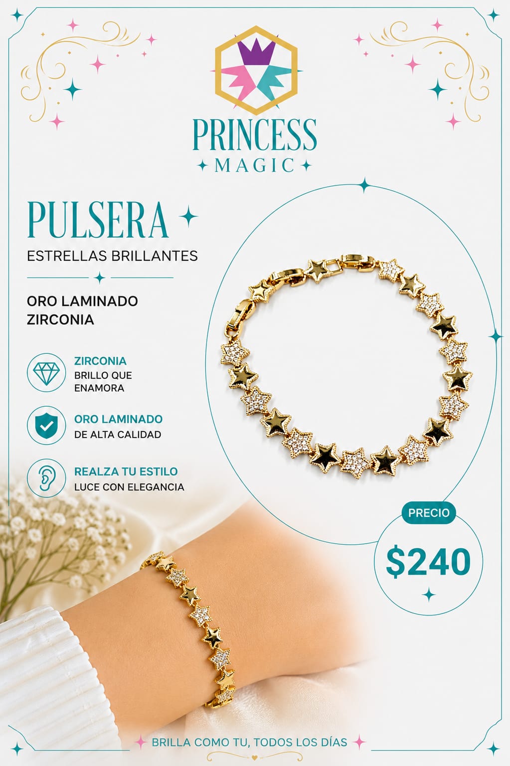Pulsera Estrellas Doradas