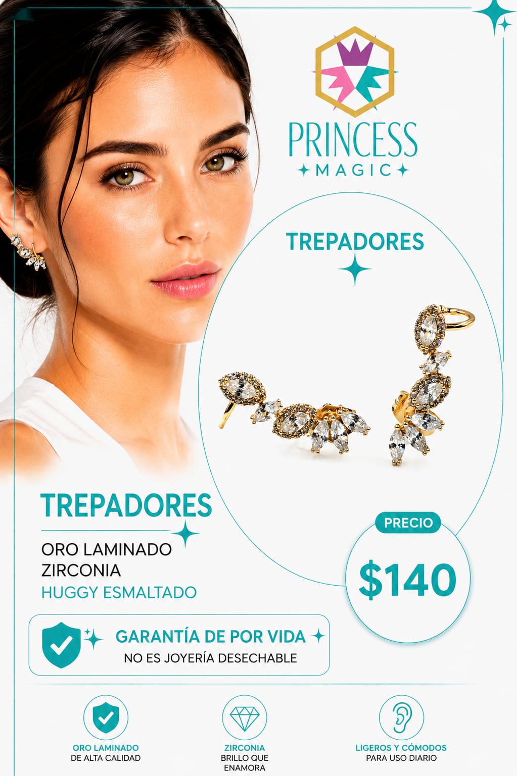 Aretes Trepadores Crystal Bloom