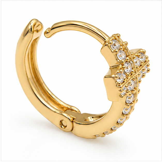 ✨ Arete Cruz con Zirconias Oro Laminado 18K Huggie | PrincessMagic