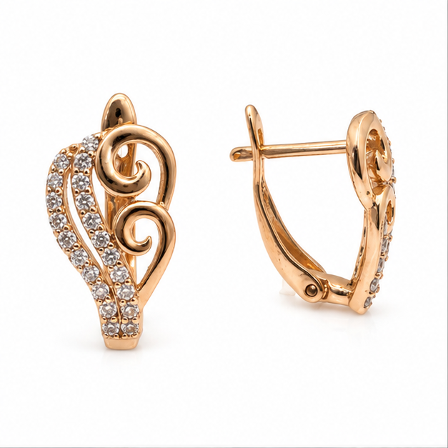 Arete Corazón Filigrana con Zirconias Oro Laminado 18K | Princess Magic