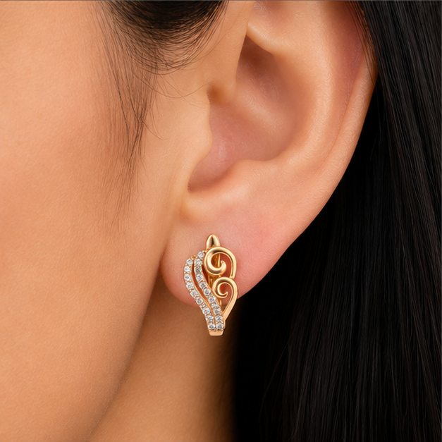 Arete Corazón Filigrana con Zirconias Oro Laminado 18K | Princess Magic