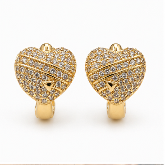 Arete Huggie Corazón con Zirconias Oro Laminado | Princess Magic